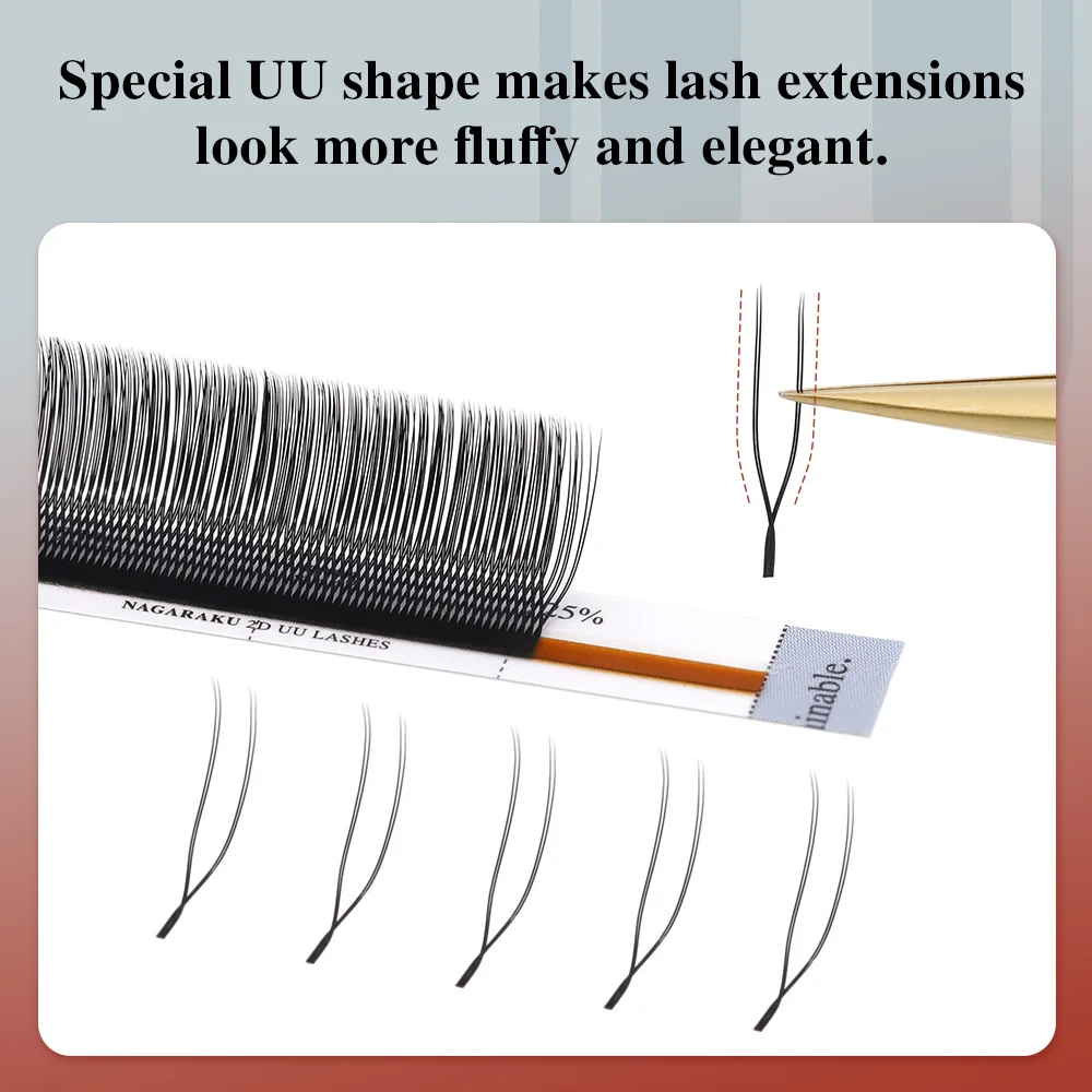 NAGARAKU 2D 3D UU cils U forme cils Premium doux YY Extension de cils maquillage maille Net Volume croisé cils