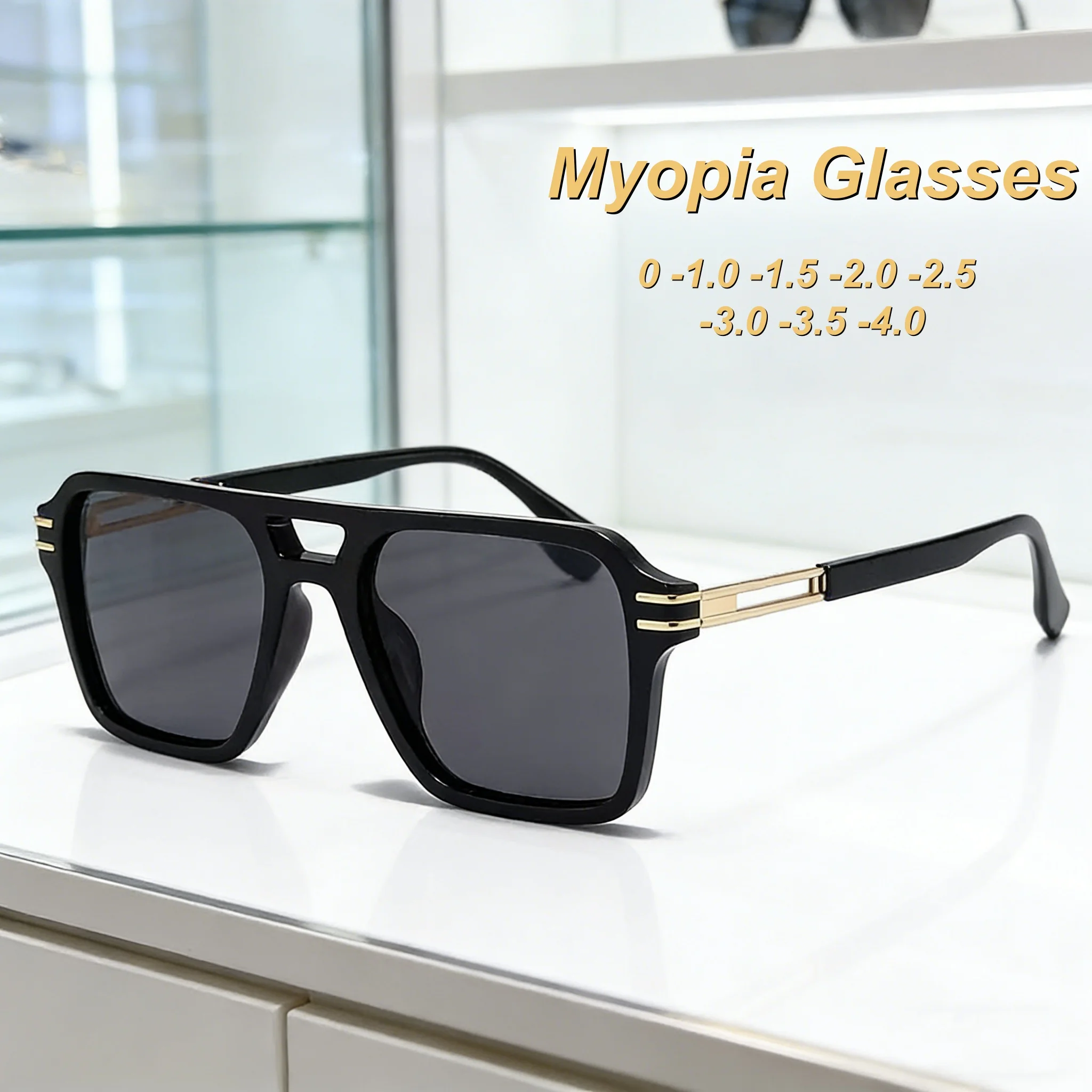 

2026 New Fashionable Personalized Double Beam HD Luxury Men's Myopia Glasses Outdoor Neutral Premium Gray Lens Sunscreen Glasses