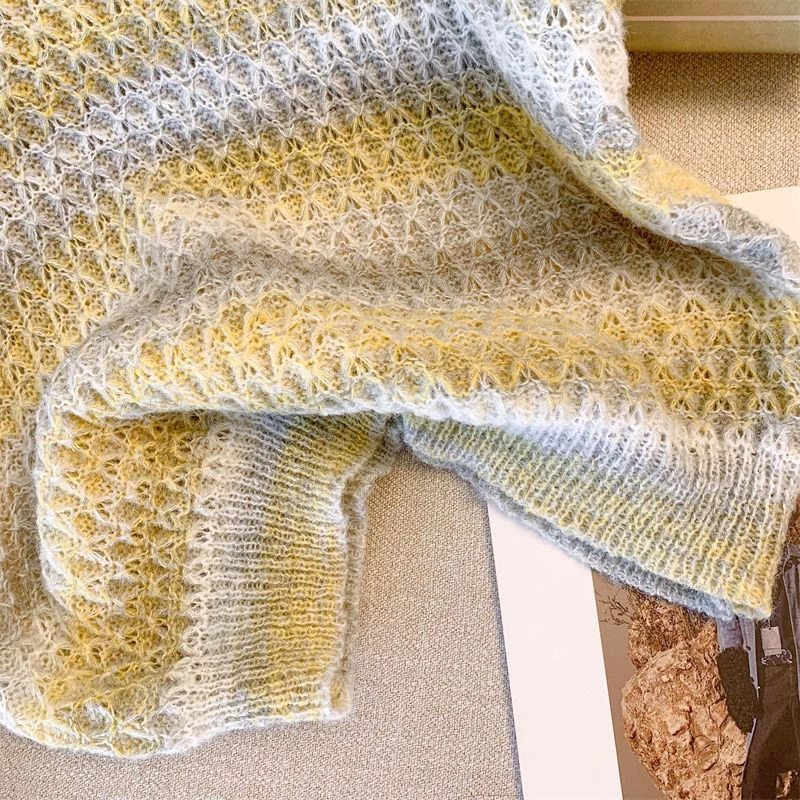 Summer Rainbow O Neck Short Sleeve Women Knitted Pullovers Fashion Harajuku Casual Sweet Oversized Clothing T Shirts Pink Dating