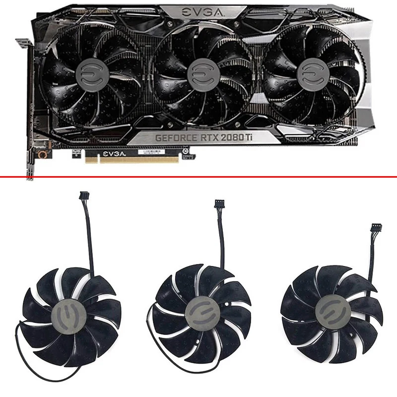 

Cooling Fan For EVGA EVGA RTX 2080 TI FTW3 ULTRA Triple Fan Graphics Card Fan Replacement 87MM 4PIN 12V 0.55A PLD09220S12H