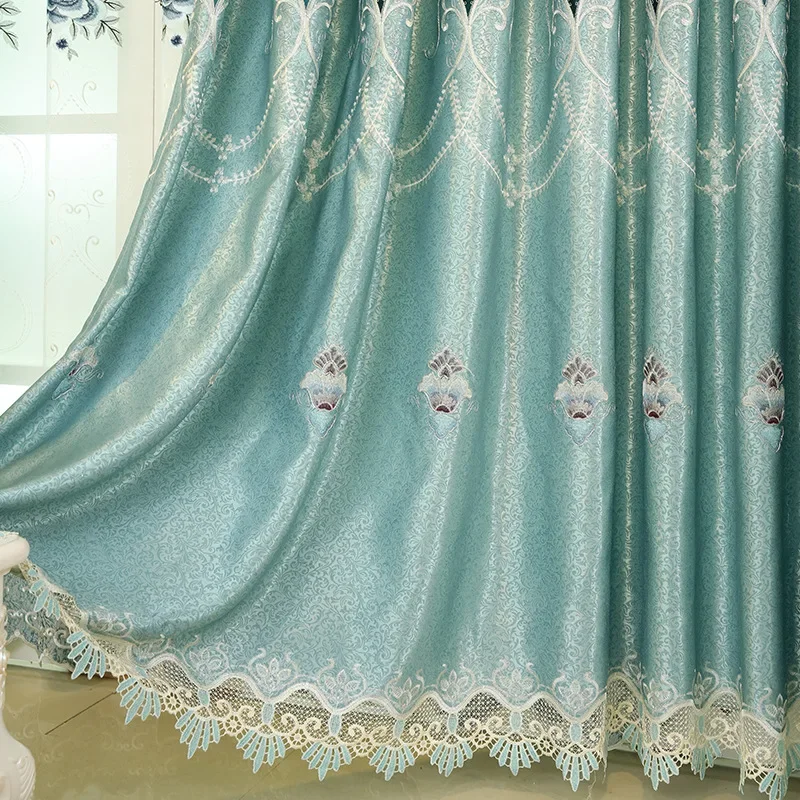 Modern Simple Embroidered Polyester Blackout Curtains Tulle For living Room Bedroom Kitchen Curtains Jacquard Drapes Home Decor