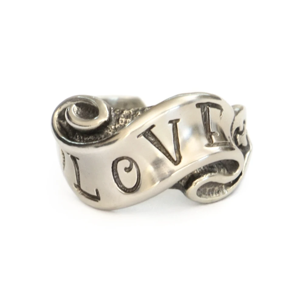 

Cupronickel Love and Hate Ribbon Ring Biker Punk Jewelry CP105 US Size 7~15