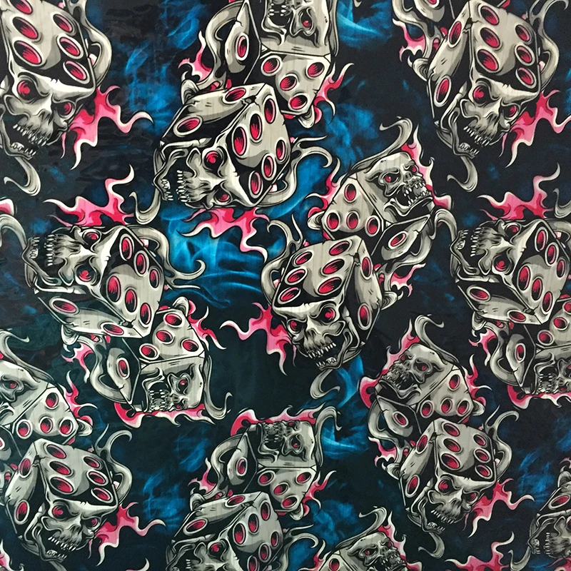 

TSAUTOP 0.5mX2m/10m Blue Dice Skull Hydrographic Printing CSKR9063 Water Transfer Film