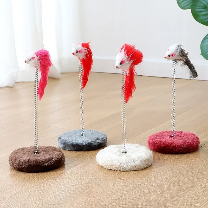 New round small cat climbing frame 10cm spring mouse cat grabbing board column cat jumping platform pet Supplies