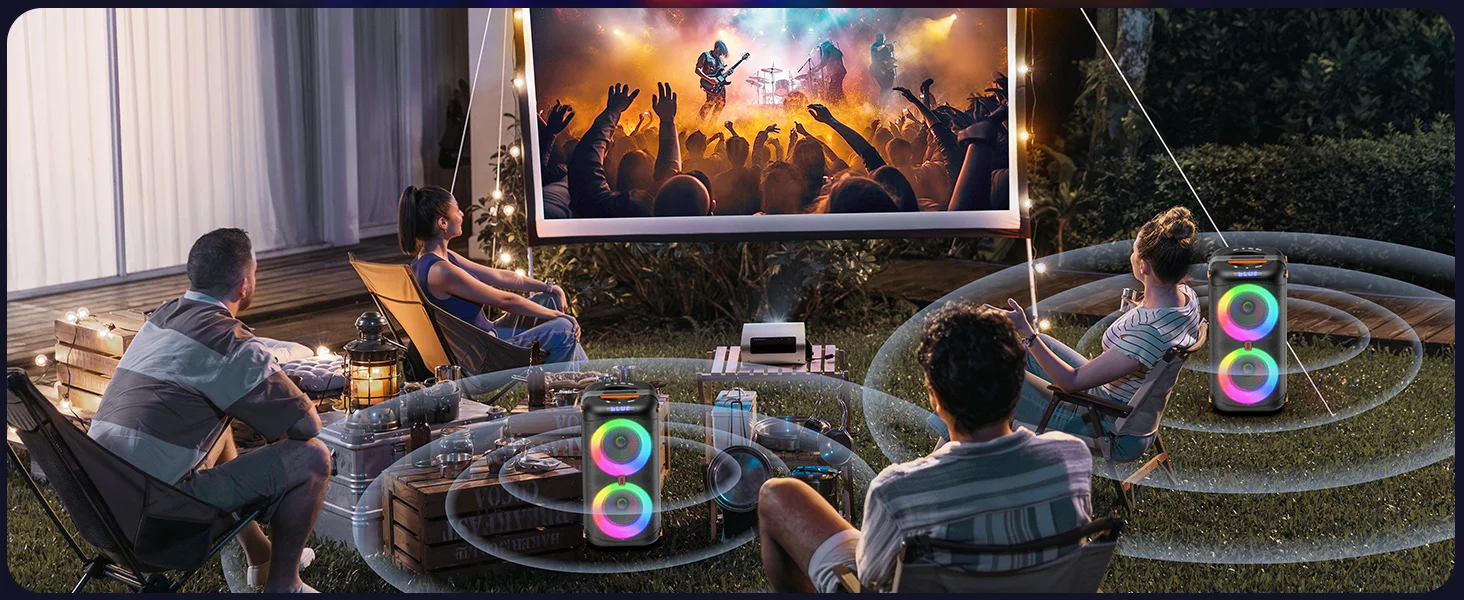 Karaoke-Maschine, tragbarer Bluetooth 5.3-Karaoke-Lautsprecher, PA-System für Erwachsene mit Echo-Einstellung/LED-Leuchten, unterstützt TV/USB/AUX/TF – Detail 6