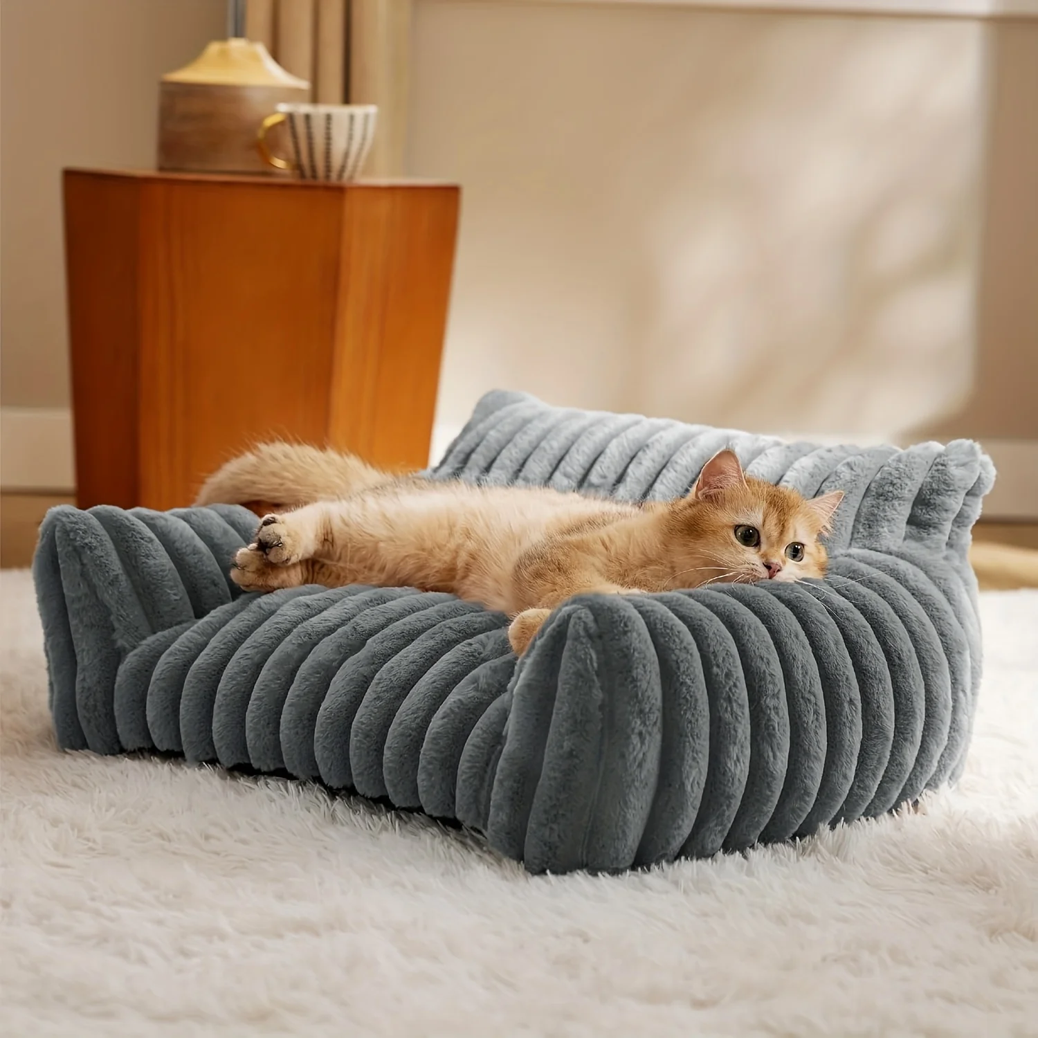 Warm Comfort Cat Sofa Deep Sleep Cat Bed Pet Basket Kitten House Small Dogs Sofa Cute Soft Cushion For Medium Cats Bed