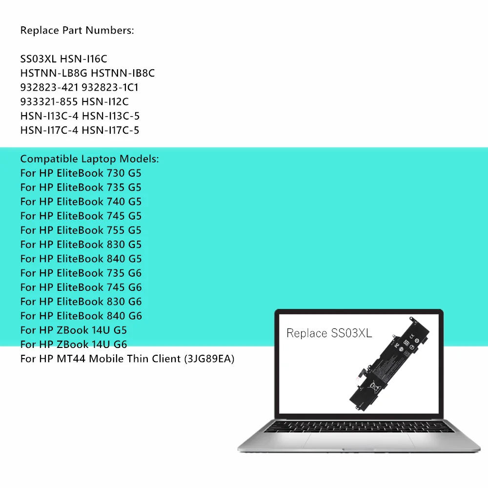 SS03XL Laptop battery For HP EliteBook 730 735 740 745 755 830 840 G5 HSTNN-LB8G HSTNN-IB8C HSN-I12C HSN-I13C HSN-I16C - Image 6
