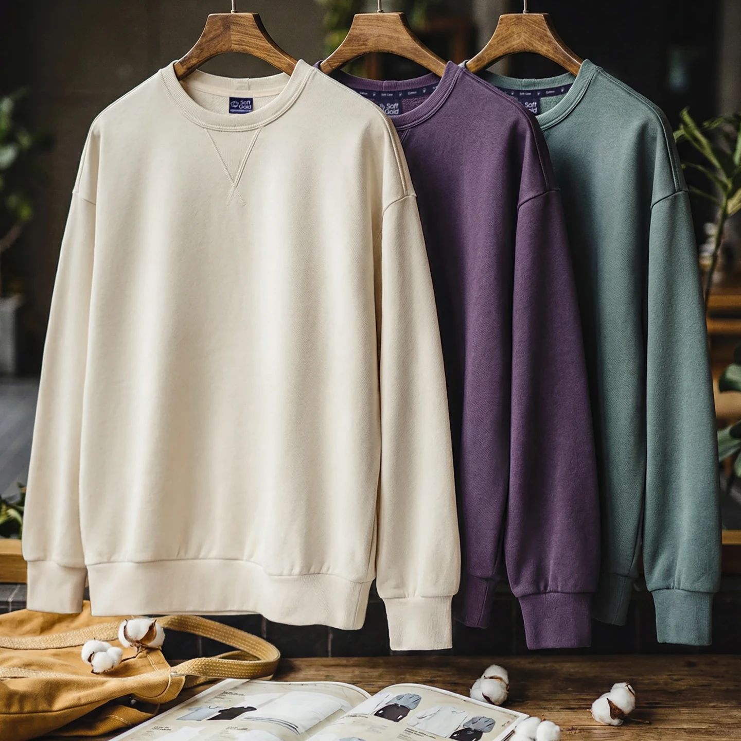 

Maden Men's Crewneck Heavyweight Knit Pullover Sweatshirt Loose Fit Long Sleeve Casual Basic Layer Tops For Spring Autumn