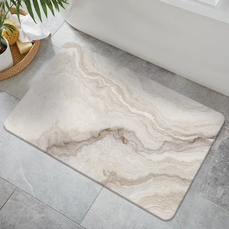 

Bathroom Floor Mats Non-slip Water-absorbing Dirt-resistant Carpet PVC Diatom Mud Toilet Door Rug Imitation Marble Texture Mat