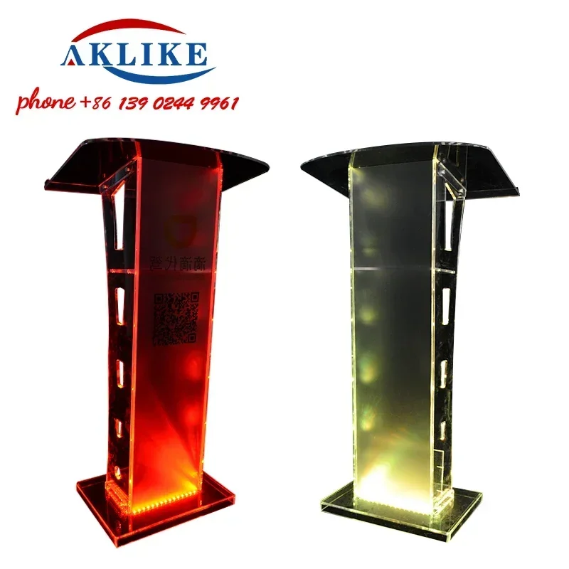 2024 AKLIKE Stand Acrylic Podium Glass Church Pulpit Designs Clear Rostrum Plastic Lectern With Lights Free Shipping Furniture image 4