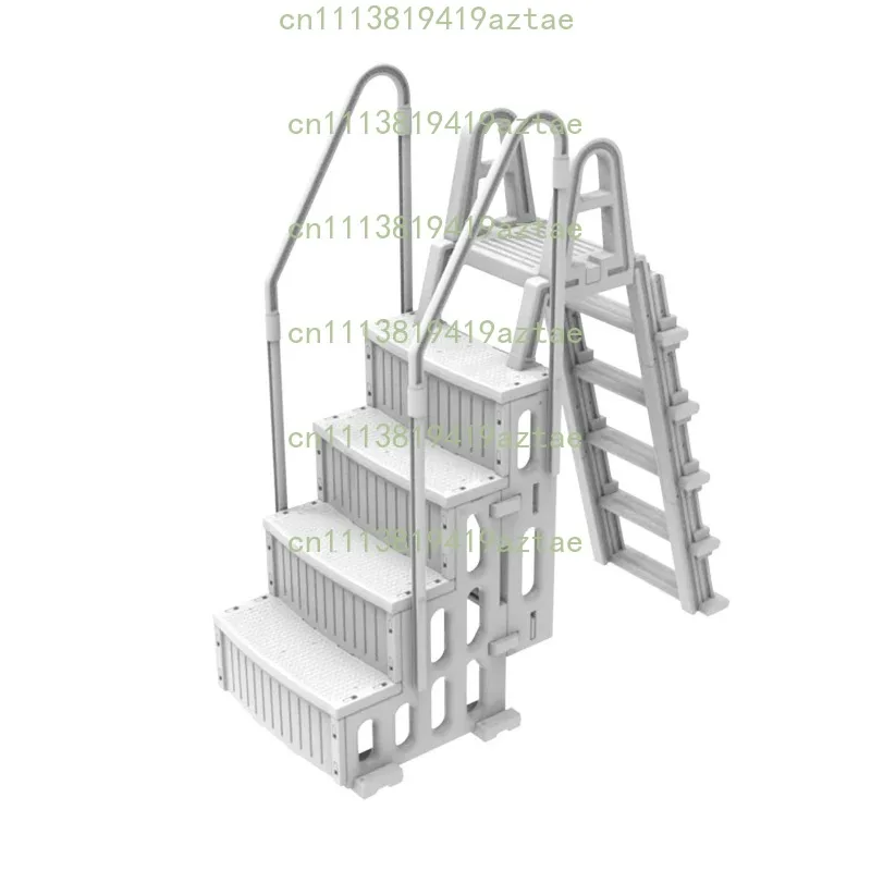 4 Steps Plastic Pool Ladder, Swimming Ground Spa Pool Slide Ladder for Summer Swimming Pool