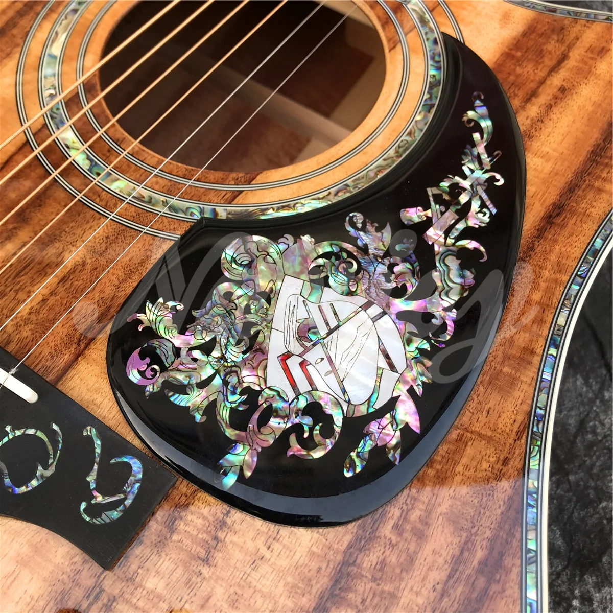 Solid Wood All Koa Acoustic Guitar 41 Inches D Type Cutaway Body Real Abalone Flowers Ebony Fingerboard Guitar