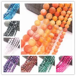 6/8/10mm Frost Cracked Dream Fire Dragon Veins Round Loose Beads For Jewelry Making 15