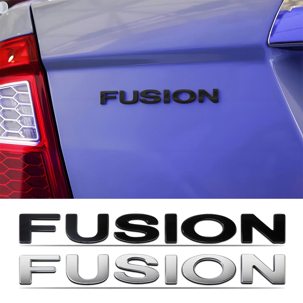 3D ABS Fusion Letters Car Body Rear Trunk Emblem Sticker For Ford Fusion Logo Focus MK2 MK4 Fiesta Ranger Mondeo Kuga ST Mustang