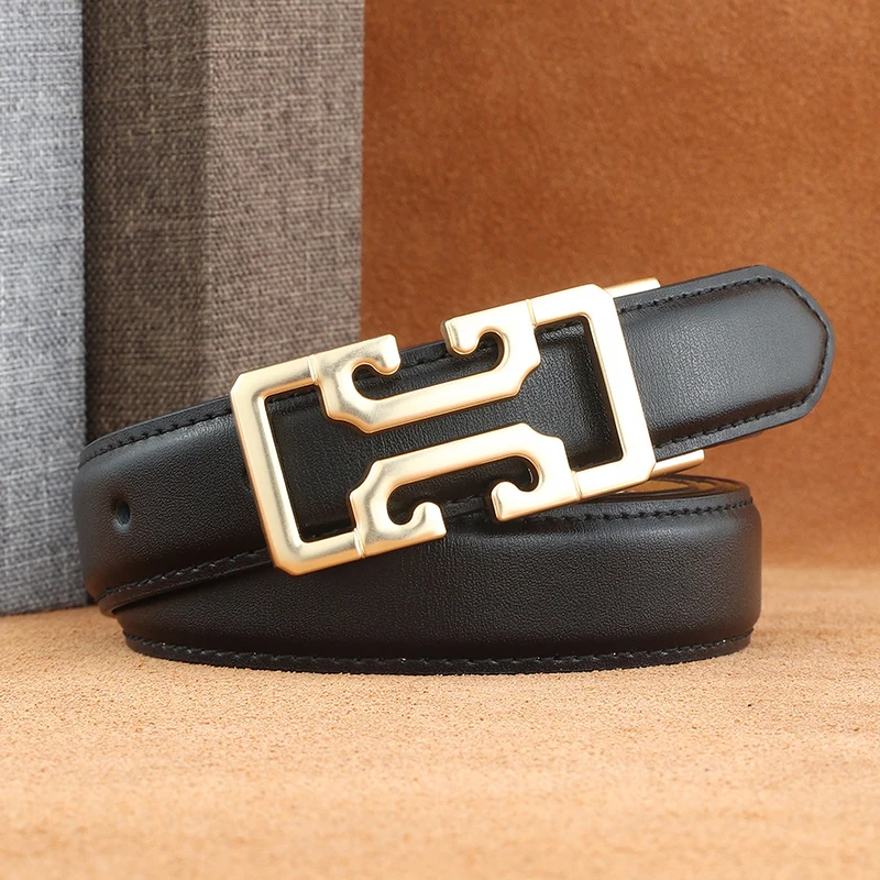 

High quality women belts classic slide buckle 2.4cm small genuine leather brand luxury lady business waist strap