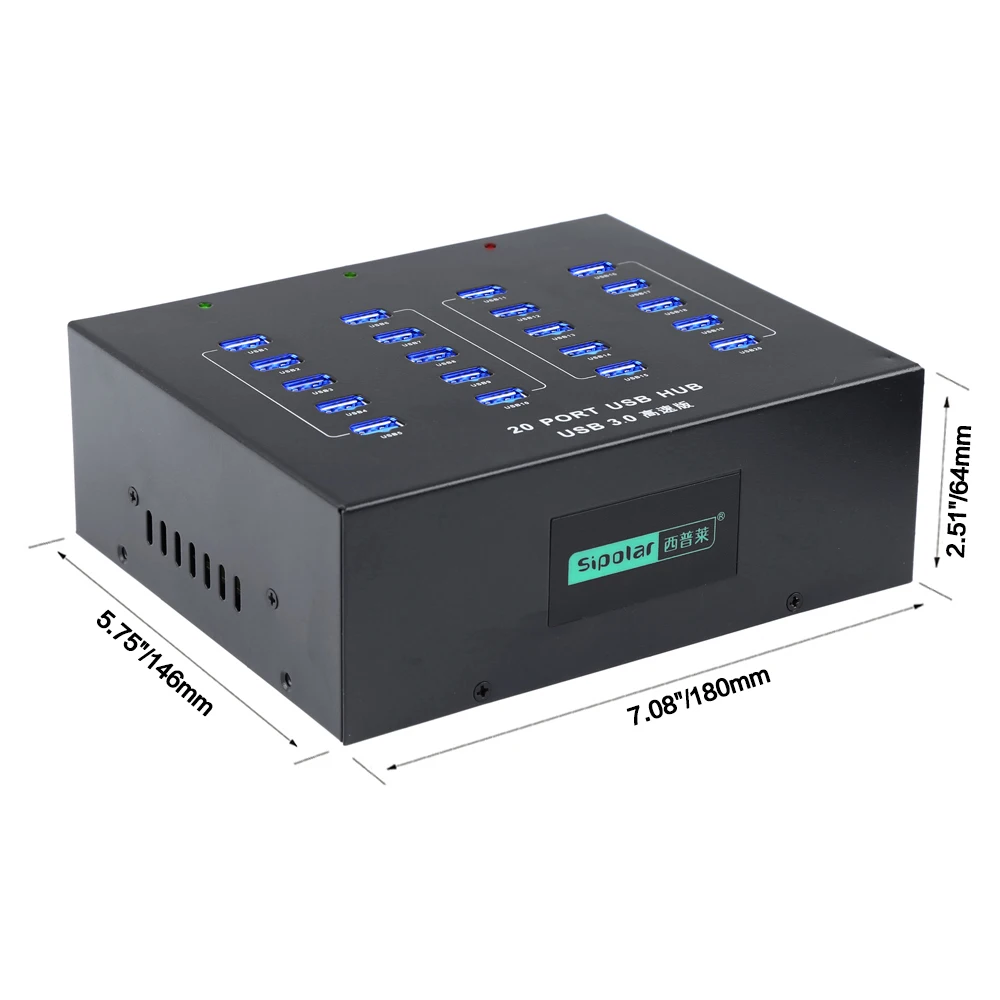 

Sipolar Best Quality A-213P Industrial Built in 100-240V 110W Powered Adapter High Speed 5Gbps 20 Ports USB HUB 3.0