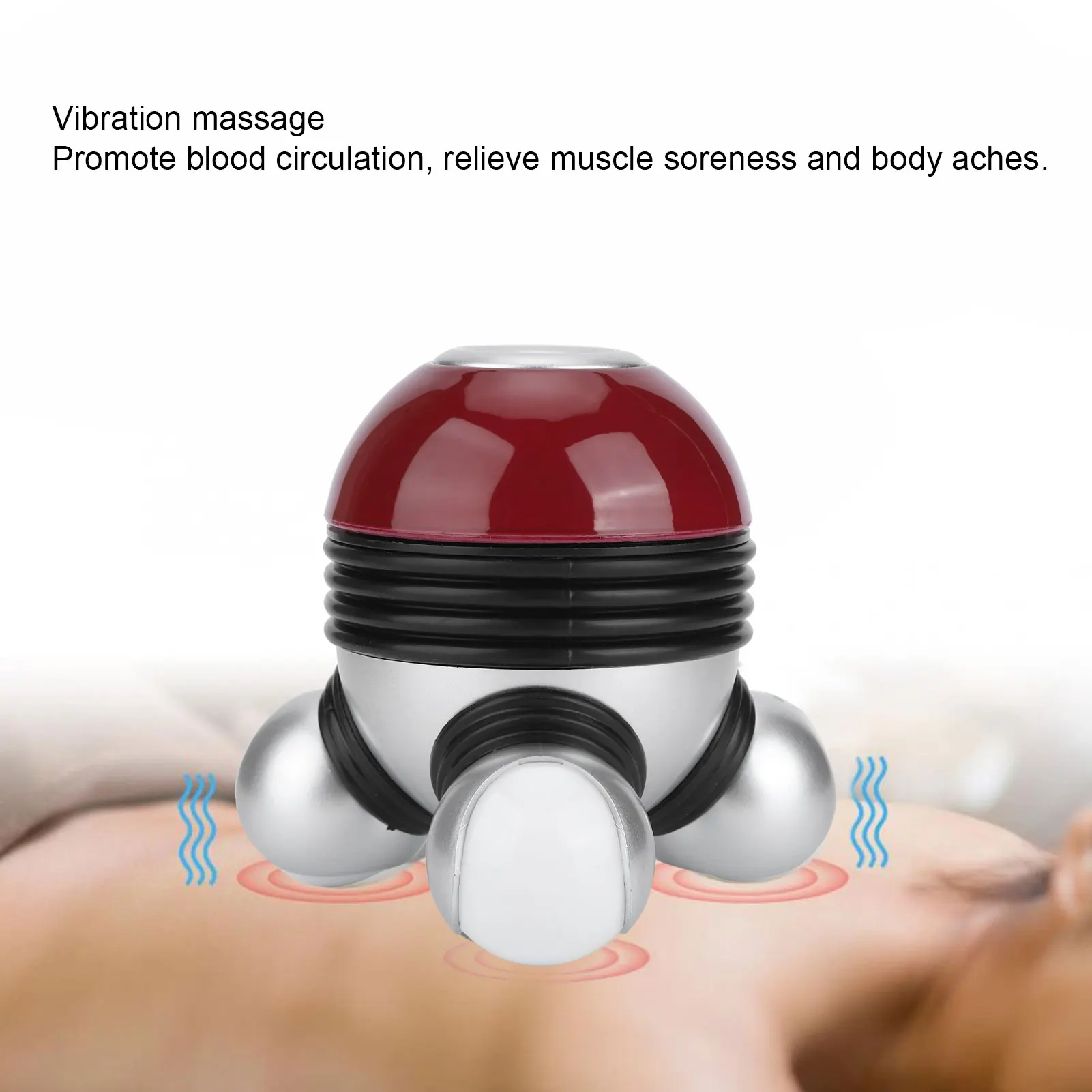 Mini Portable Hand Held Body Vibrating Massager with LED Light for Head Neck Legs Pain Release(Red )