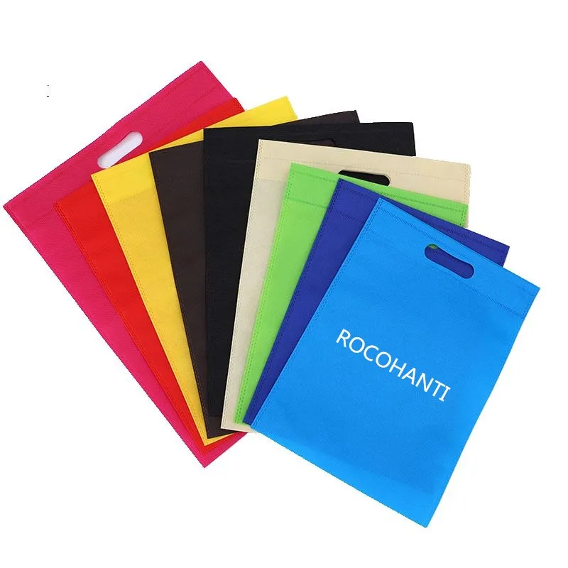 

50x Custom Promotional Non-woven Tote bag Recycled Grocery Shopping Die Cut Handle Non Woven Bag With Printing Logo