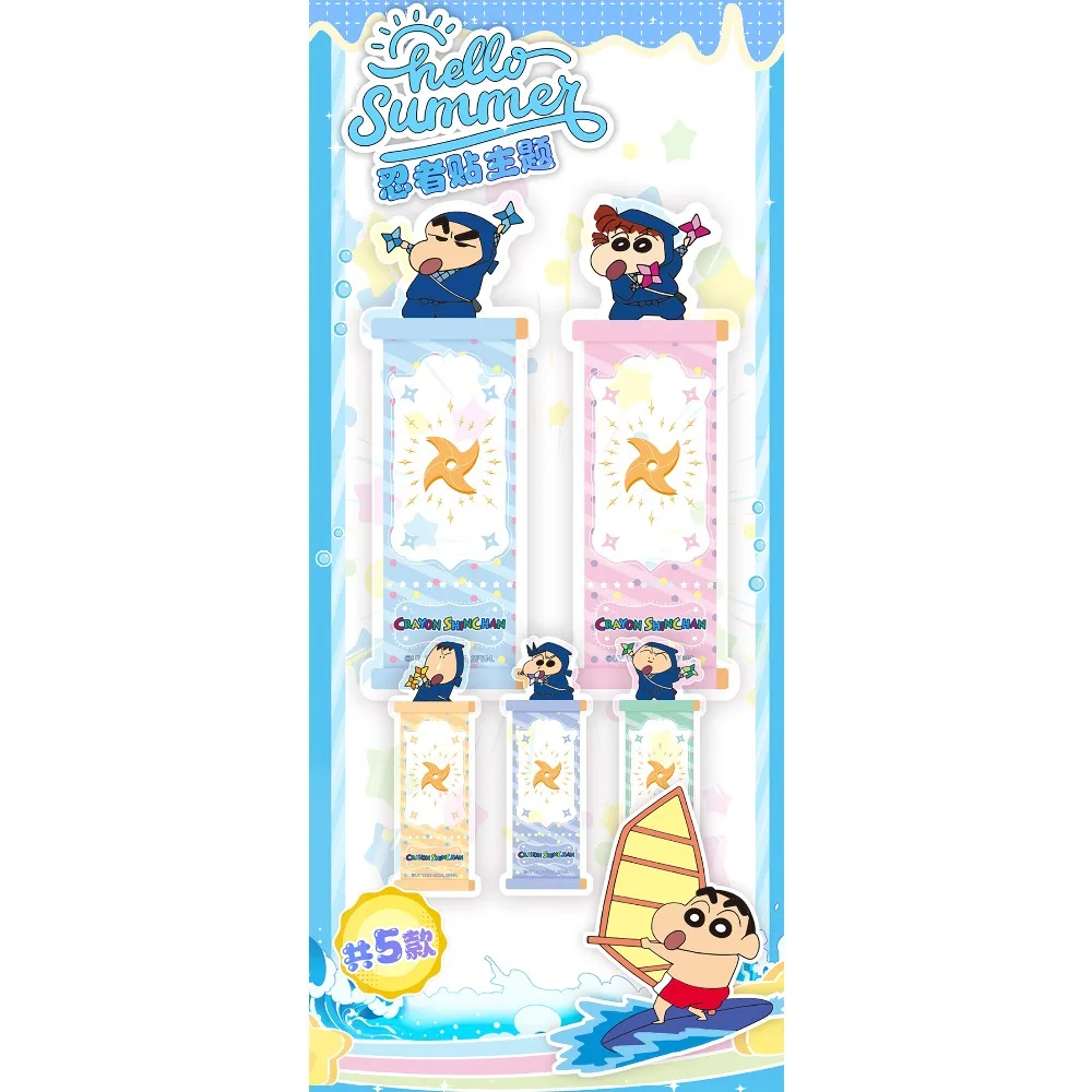 Tarjetas de colección originales KABAO Crayon Shin-chan, tema de verano de Anime, diseño de forma especial, personajes divertidos, tarjetas de tira larga, regalos