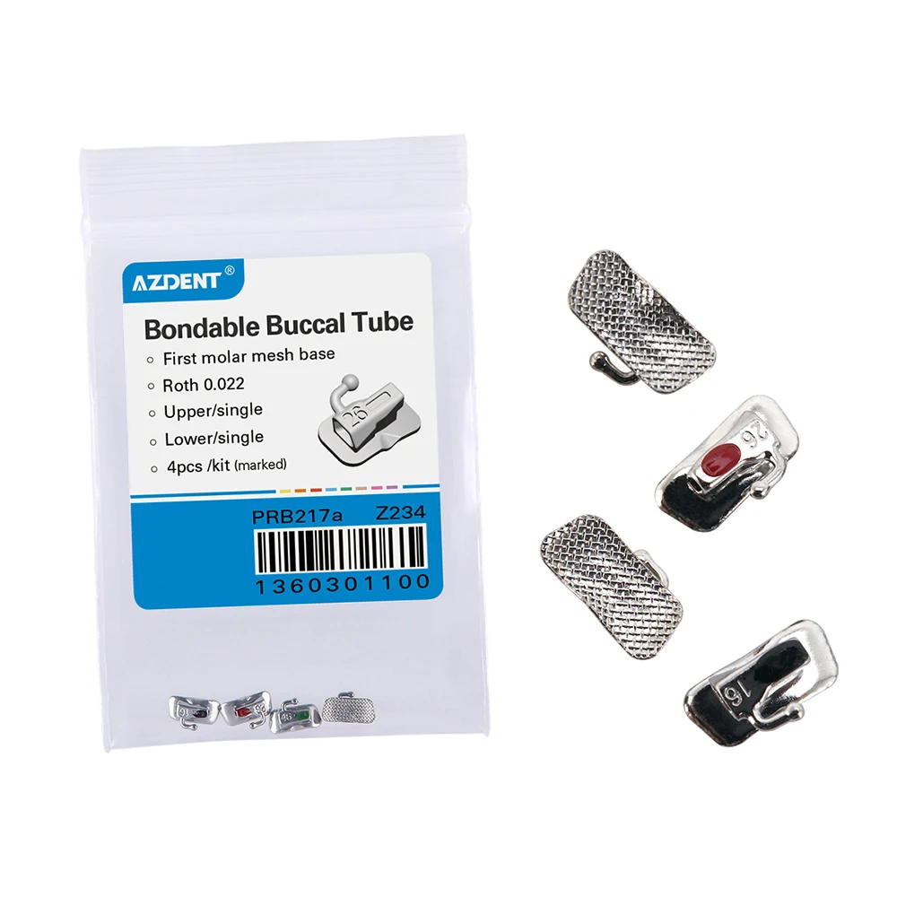 AZDENT-tubo bucal de ortodoncia Dental, Base de malla Molar, deshuesable, no Convertible, Roth/MBT, 80 piezas = 20 paquetes