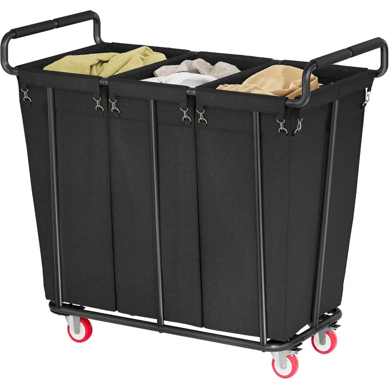 

Large laundry hamper with Wheels, 360L 3 Bag Big Rolling Laundry Hamper Sorter Cart, Extra Large Laundry Clothes Hamper