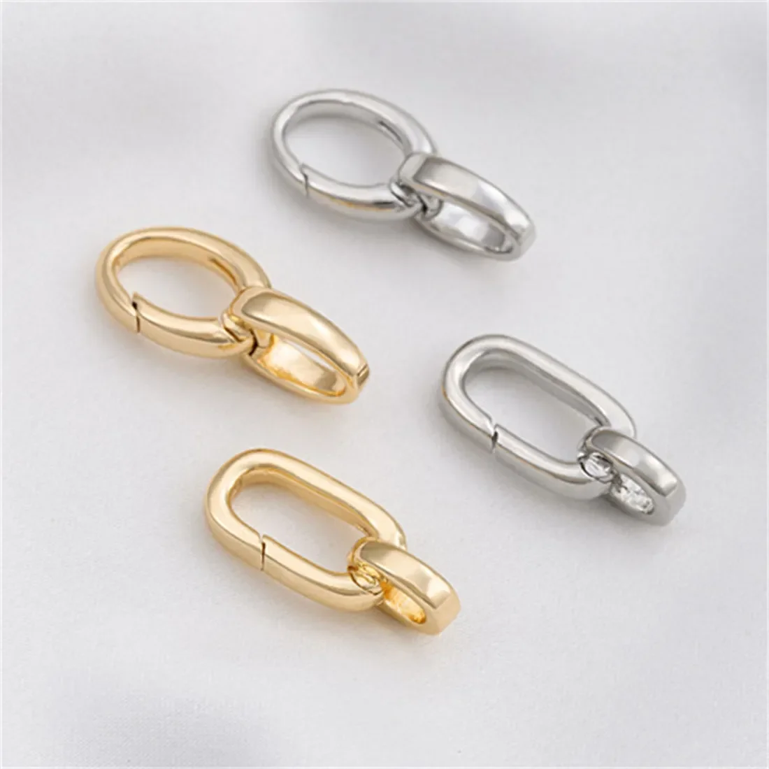 

14K Gold-Color Long O Chain Lobster Clasp Oval Figure 8 Spring Buckle DIY Chain Necklace Connection Closure Clasp B916