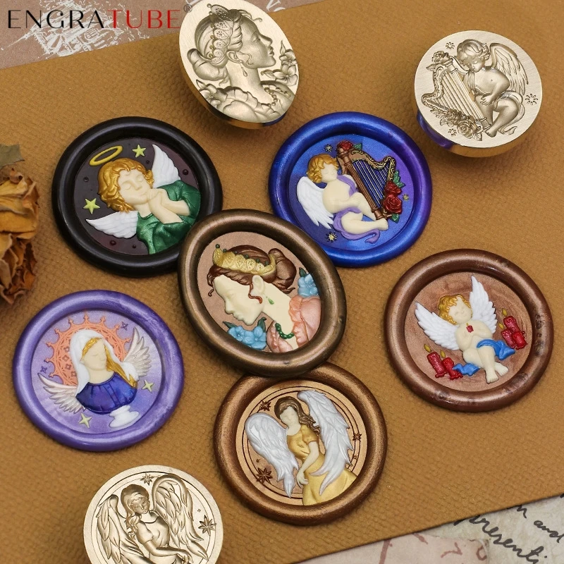 

3D Relief Sealing Wax Stamp Angel Cupid Saint Holy Mother Girl Noblewoman Goddess DIY Envelope Wedding Invitation Gift Packaging