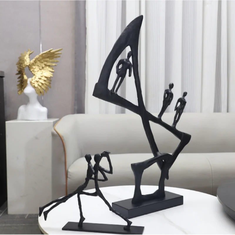 

Creative Geometric Figure Sculpture Metal Handicrafts Abstract Couple Statues Metal Figurine Home Decoration Accessories