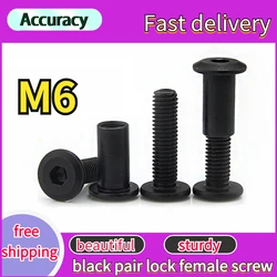 M6 Black Female Screw To Lock Screw Nut Butt Screw Inner Six Combination Plywood Screw To Knock Screw Home Repair Bolts