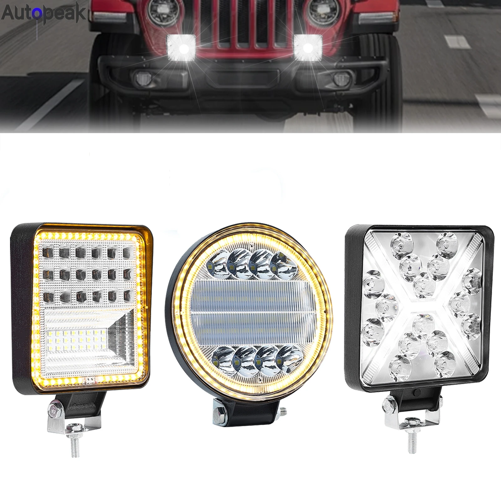 

4 Inch LED White Yellow Work Light Offroad Light Motorcycle Truck Jeep UTV Vehicle's Driving Lamps Super Bright Car Accessories