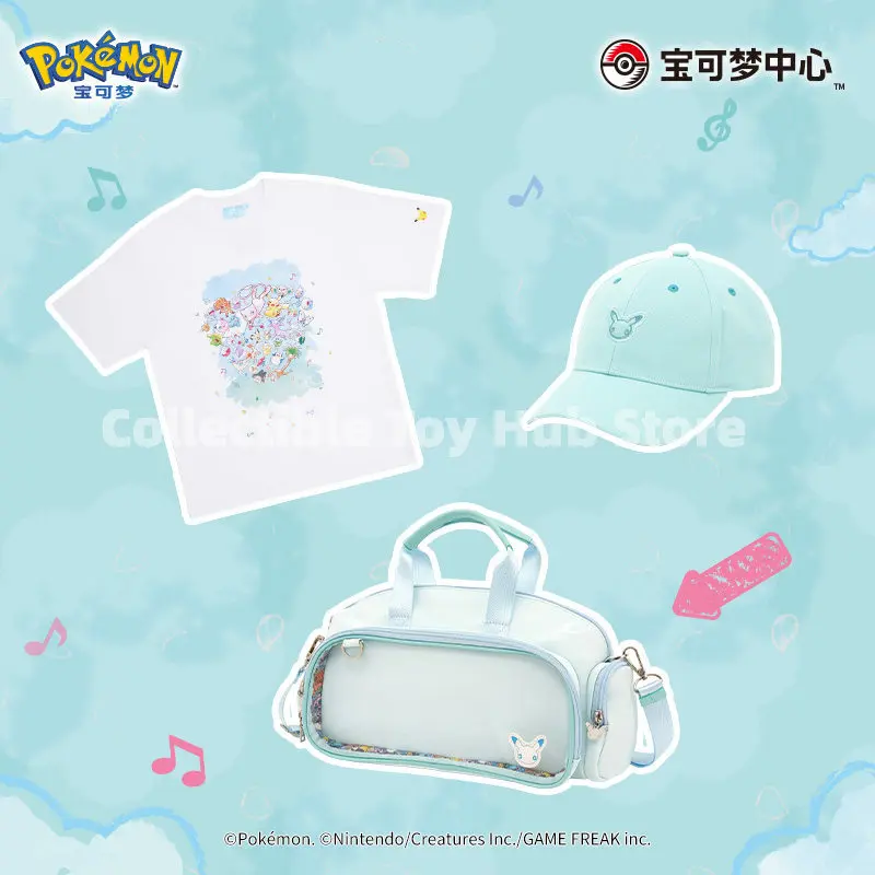 genuine-pokemon-center-fun-day-collection-eevee-printed-t-shirt-baseball-cap-shoulder-bag-cute-fresh-pokemon-merchandise-daily