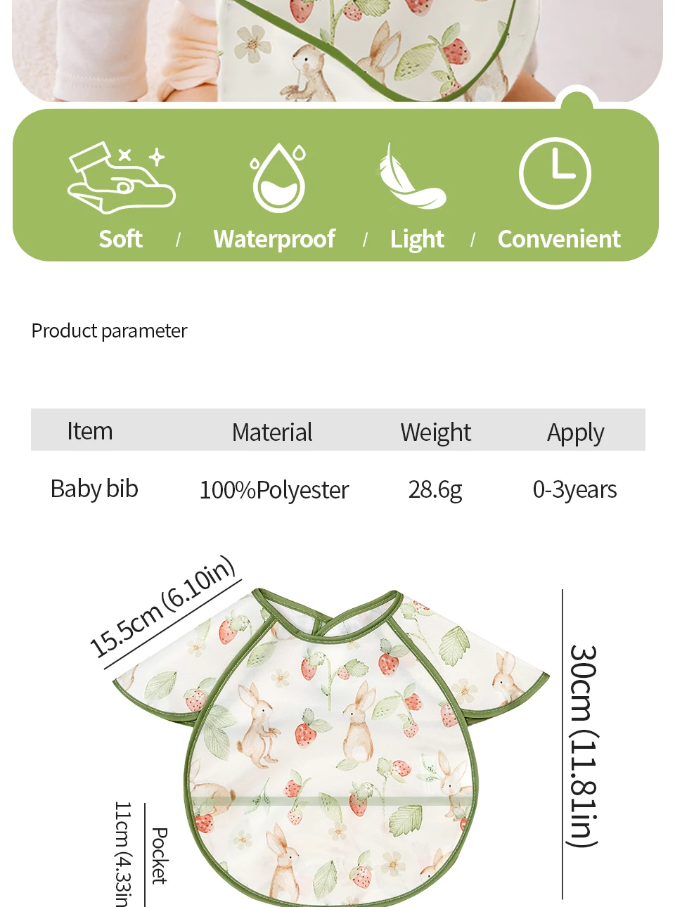 Kangobaby # Mein weiches Leben # Neue wasserdichte Baby ärmellose Lätzchen Mode Ganzkörperabdeckung – Detail 2