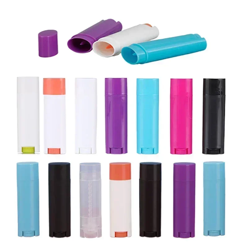 

50pcs 4.5g Flat Shape Plastic Lipstick Tubes Refillable Twist-up Lip Gloss Balm DIY Cosmetic Lipstick Containers Oval Deodorant