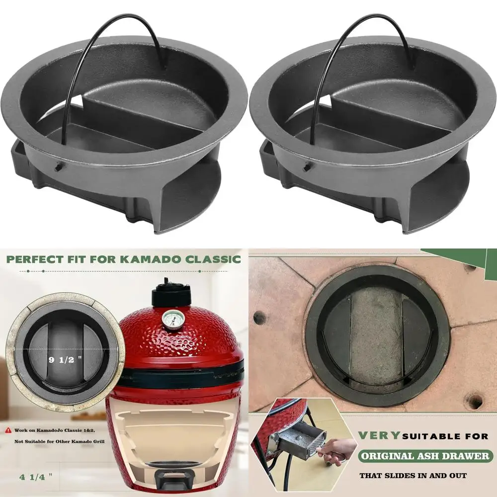 

Усовершенствованная корзина для золы Kamado Grill с улучшенной циркуляцией воздуха и складной ручкой для совместимости со сдвижным ящиком для золы