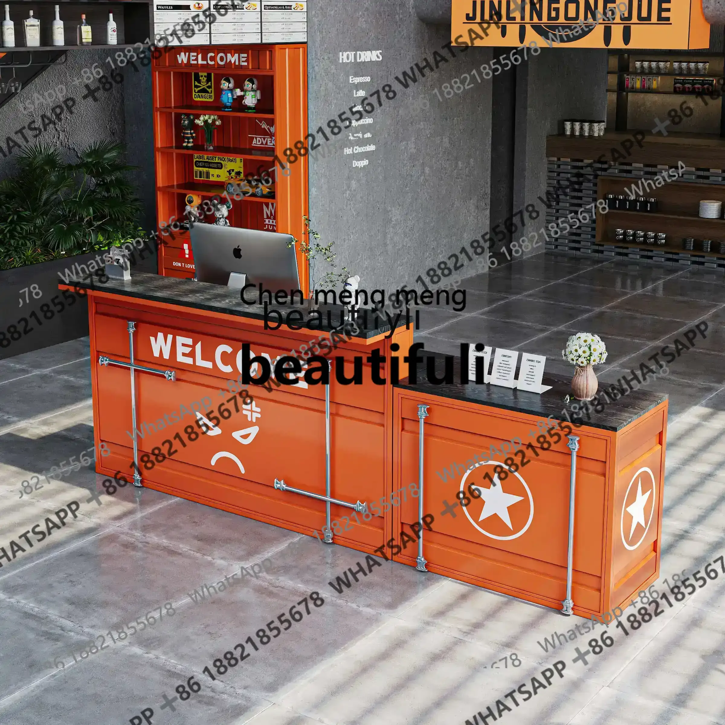 ss 8617 Wrought iron industrial style bar bar barbecue restaurant checkout page reception desk