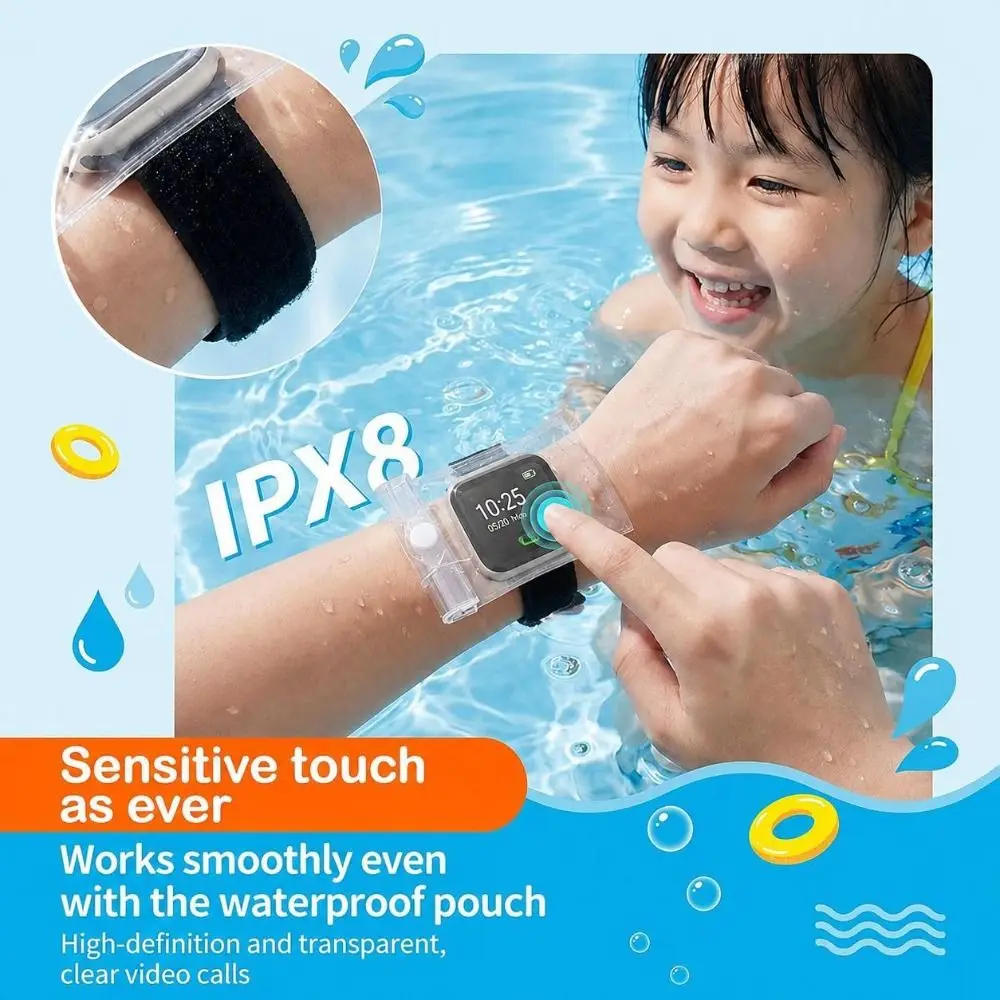 New Clear Waterproof Smartwatch Pouch Touchscreen Triple Seal Waterproof Watch Cover Wrist Wearable Wrist Pouch Rafting Use