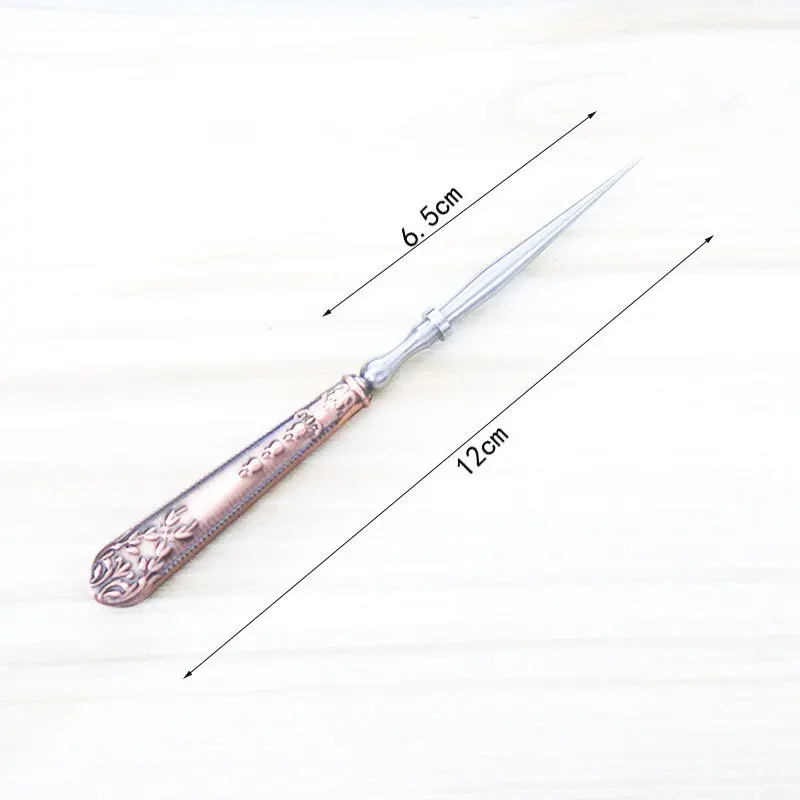 Vintage Leather Punch Hole Awl Tool Retro Round Hole Bronze Silver Awl 12cm Hand Stitch Tool for DIY Embroidery Sewing Craft
