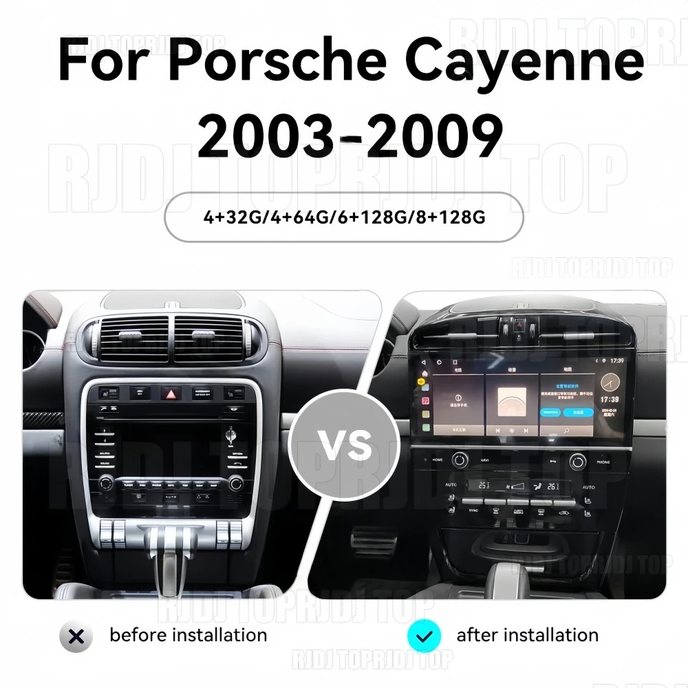 12.3 inch Carplay Car Radio Touch Screen For Porsche Cayenne 2003-2009 Android 13 GPS Navigation Car Multimedia Player Head Unit