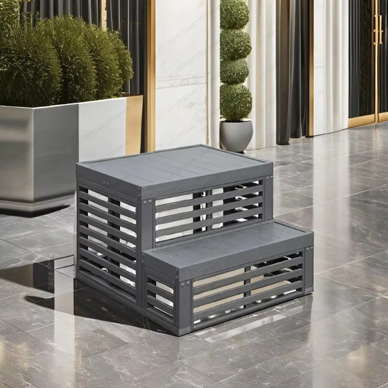 Modern hotel outdoor spa steps with ventilated windows, suitable for pool and hot tub staircase ladders