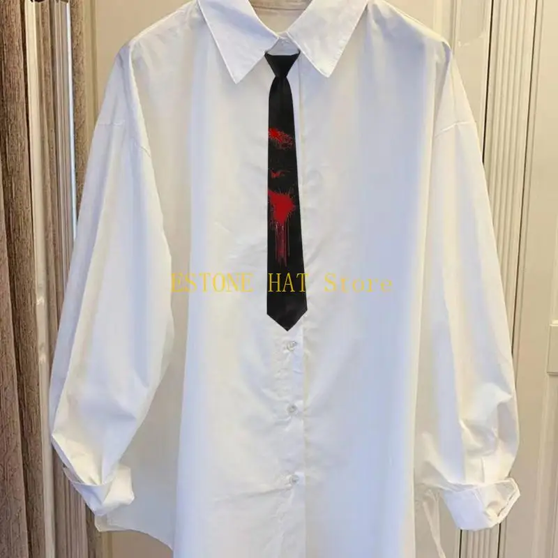 

49MF уникальный галстук с кровавым пятном для мужчин, вечеринки на Хэллоуин, модный реквизит для косплея