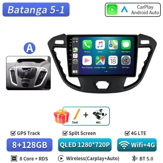 Android 16 voor Ford Tourneo Custom 1 I Transit 2012-2021 Qualcomm Snapdragon Navigatie 5G Multimedia Speler Auto Carplay auto