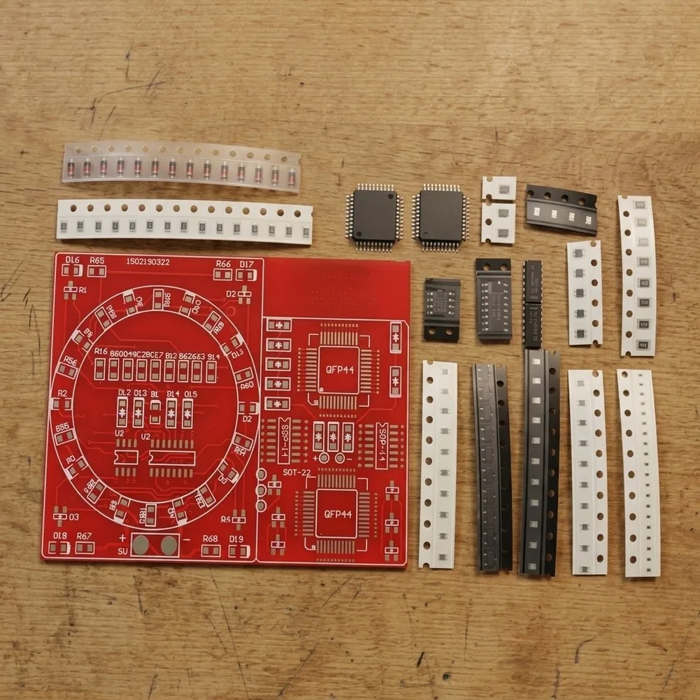 SMD-Soldering Practice Kit Red PCB Board With Lucky-Wheel LED Circuit For Electronic Training DIY Assembly Learning Tools Parts