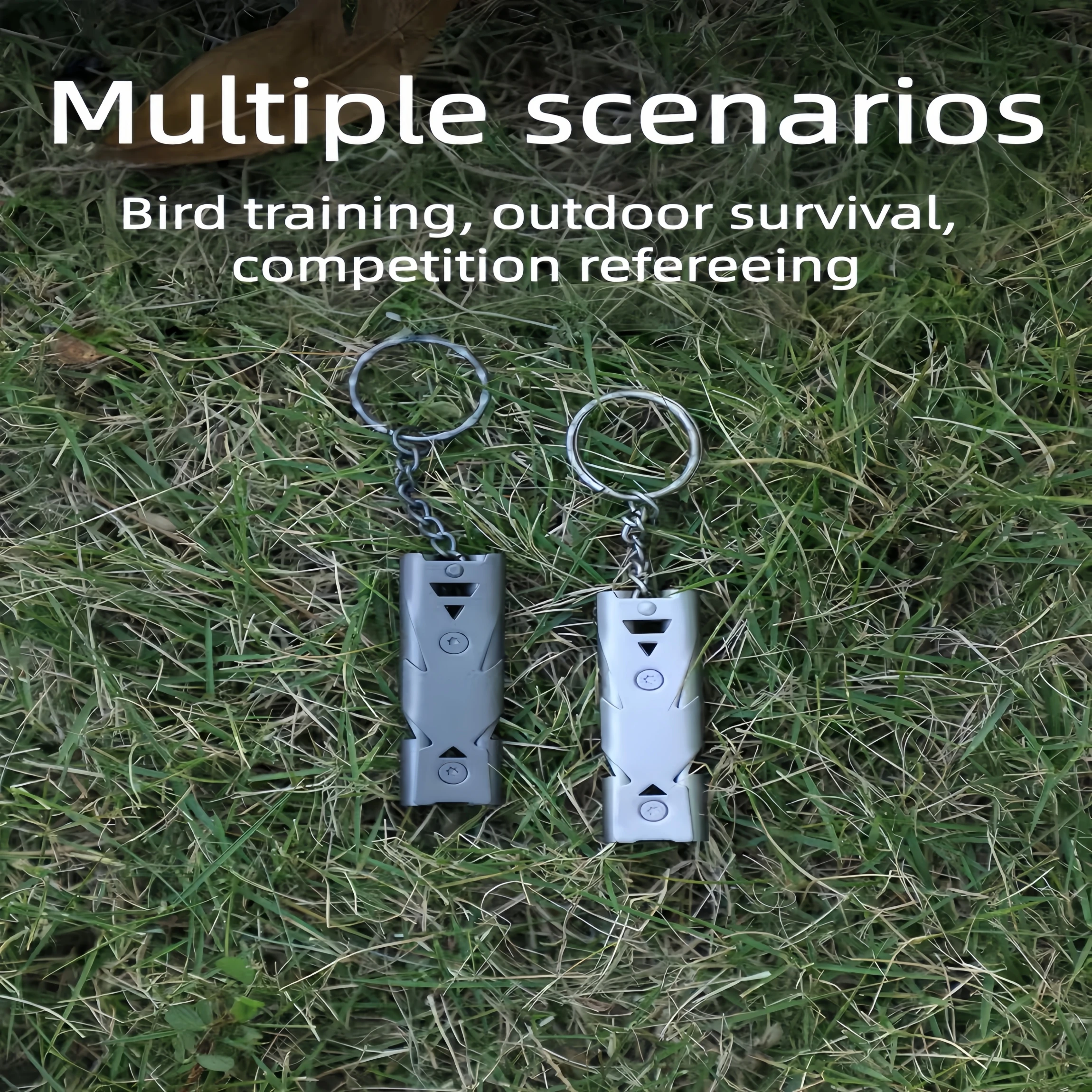 Survival Double Tube Loud Sound Whistle High Frequency Decibel Stainless Steel outdoor Emergency Whistle
