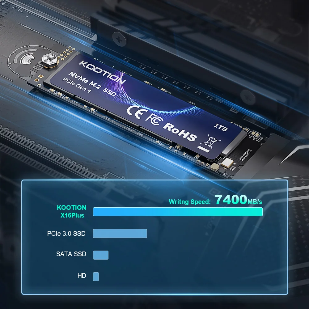 KOOTION X16 PS5 콘솔 M.2 SSD NVMe 2TB 1TB 512GB M2 SSD 디스크 M.2 PCIe4.0x4 2280 노트북 PC용 내부 솔리드 스테이트 드라이브