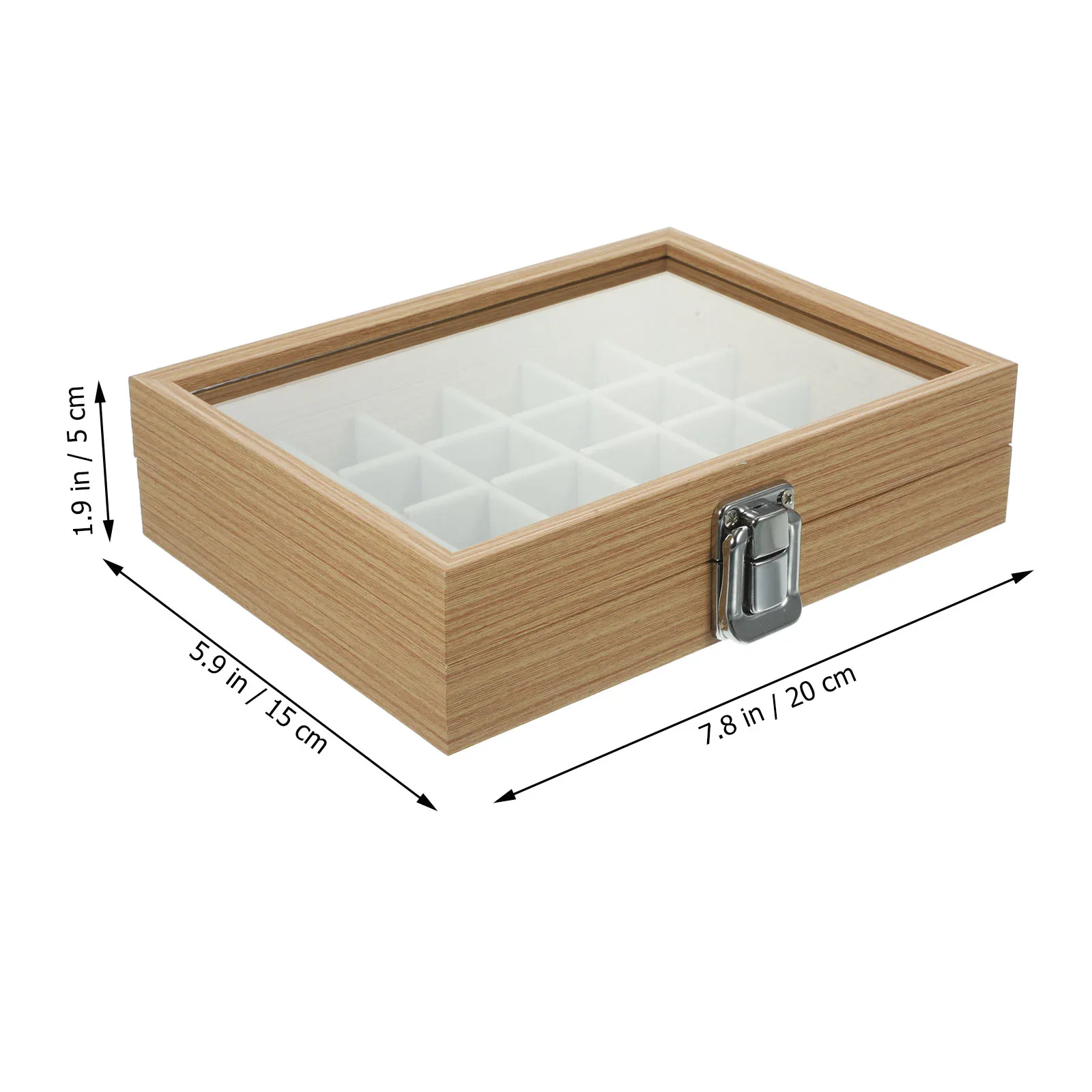 

Jewelry Organizer Wooden Box Multi Grid Compartments Clear Lid for Home Office Use Grid Jewelry Organizer Wood Storage Case