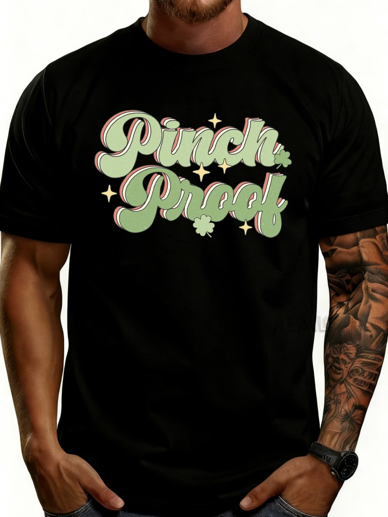 Vintage Style Men's T-Shirt with Anti-Pinch St. Patrick's Day Design, Suitable for Spring and Summer Festivals, a Gift for Him