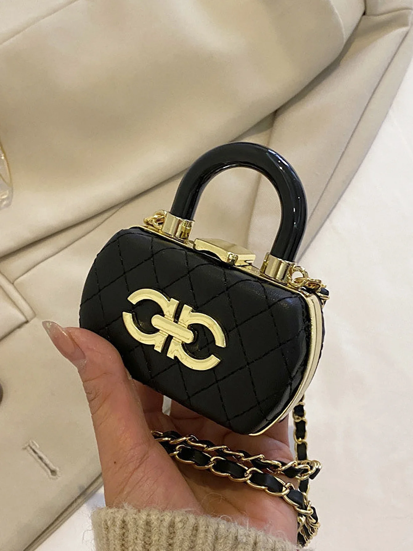 

New Women's Fashionable Shoulder Bag Mini Solid Color PU Mouth Red Envelope Chain Diagonal Cross Bag