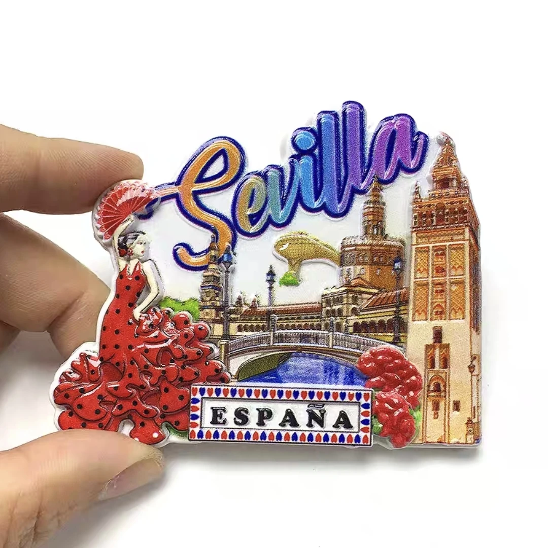 Europe Spain Benidorm Madrid Calpe Sevilla 3D Fridge Magnets Tourist Souvenir Decoration Articles Magnetic Refrigerator