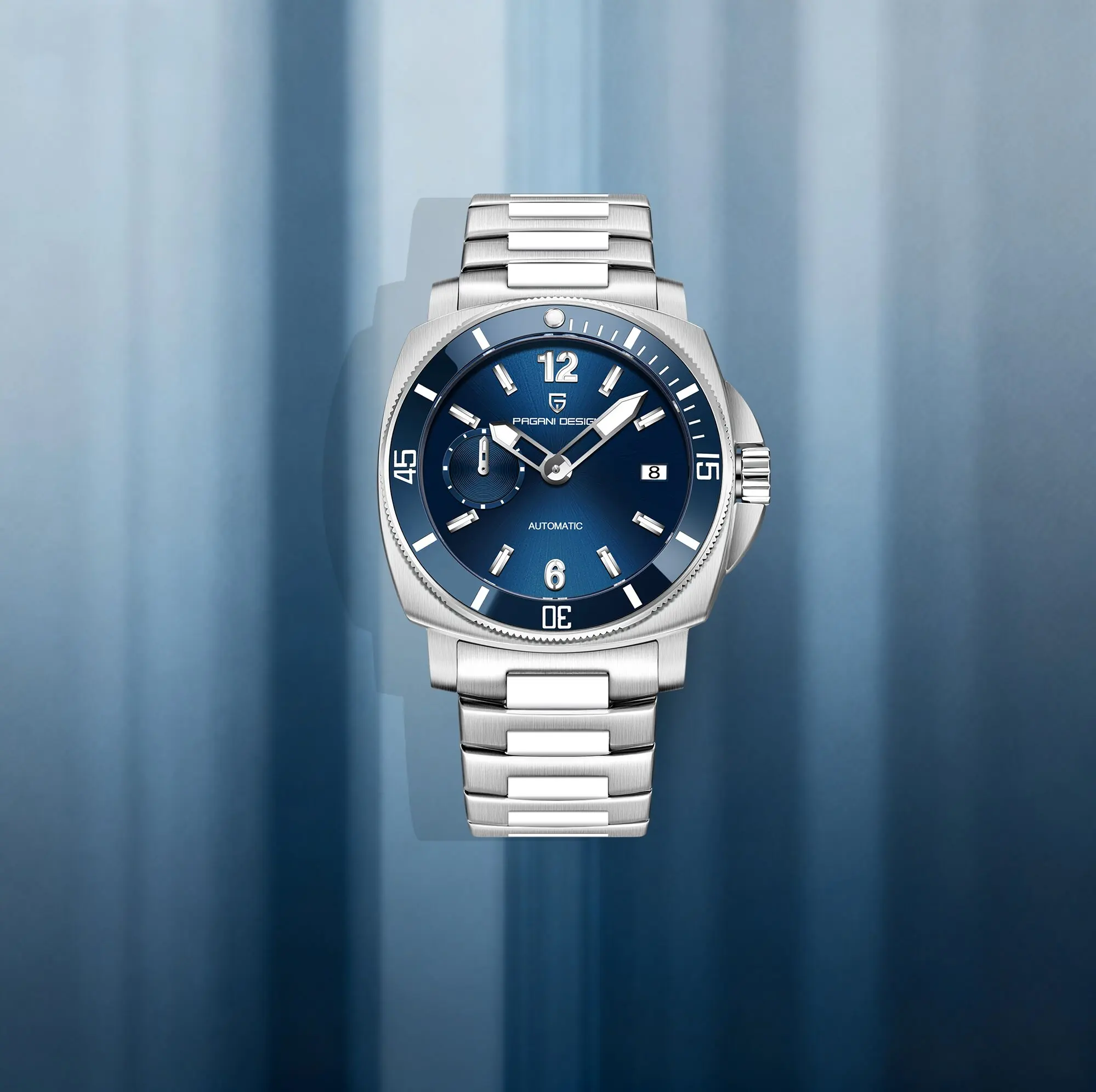 

PAGANI DESIGN мужские автоматические механические часы 43 мм роскошные социальные часы для отдыха из нержавеющей стали с сапфировым стеклом и календарем светящиеся часы