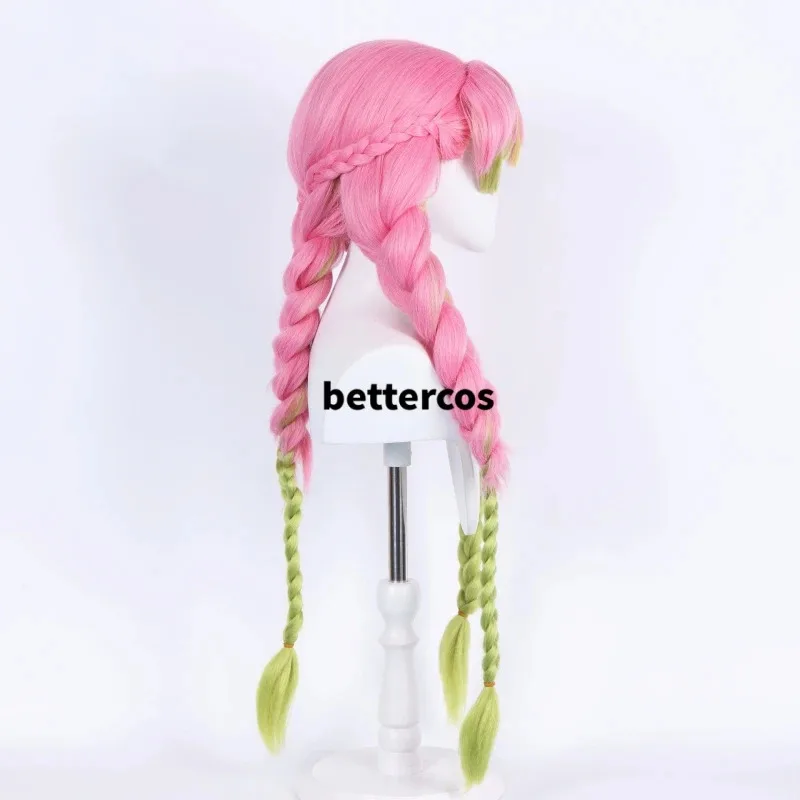 Mitsuri Kanroji Long Pink Green Heat Resistant Hair Authentic Cosplay Wigs + Wig Capc;3.k'6;d.a;